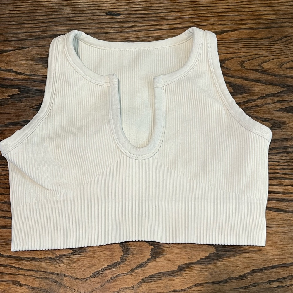 White Ribbed Women's Crop Top